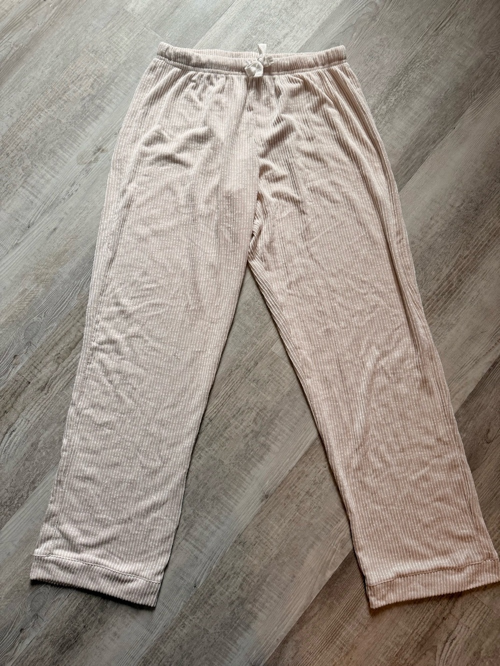 Born Ribbed Lounge Pants in Light Beige and White